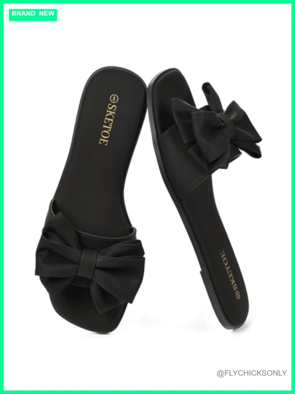Women's Bow Flat Sandals Square Toe Comfortable Slide for Wedding Beach Vacation